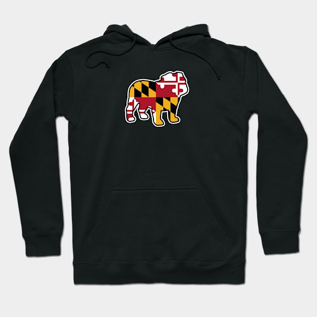 Bulldog Silhouette with Maryland State Flag Hoodie by Coffee Squirrel